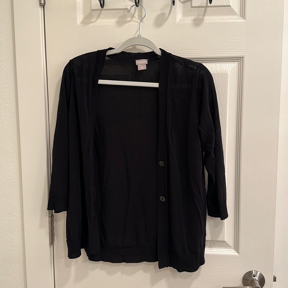 Chicos Women Black Cardigan